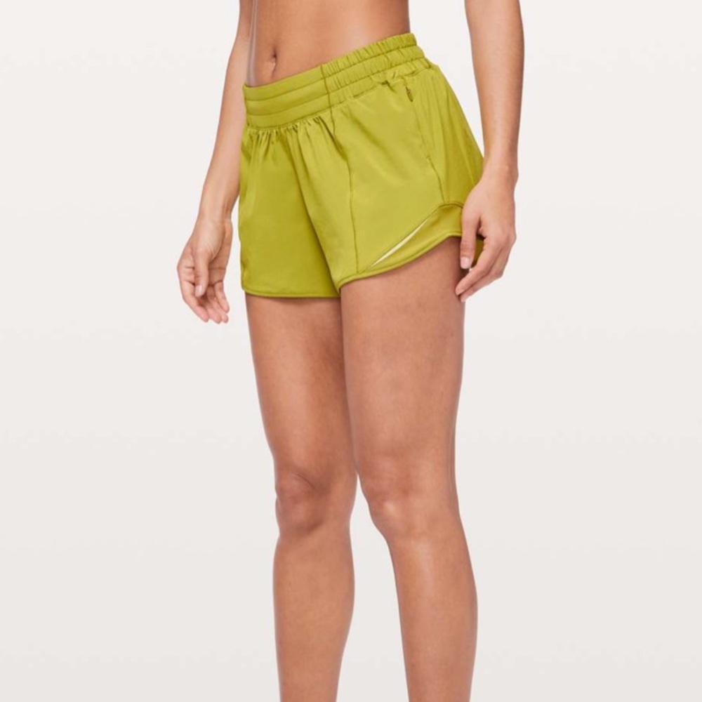 Lululemon Hotty Hot Short II Long 4" Golden Lime